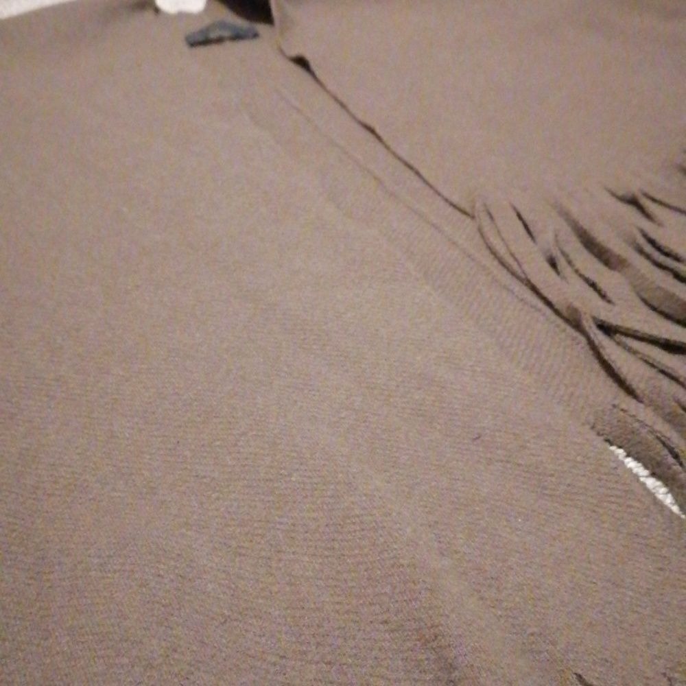 Burberry Prorsum Fringed Wool Cape Shawl Taupe Brown - Poncho - Picture 4 of 5